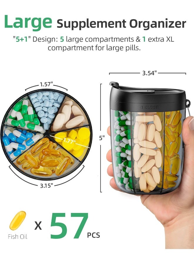PULIV Large Supplement Organizer Bottle, Holds Plenty Of Vitamins In 1 Monthly Pill Dispenser With Anti-Mixing And Wide Openings Design, Easy To Retrieve Meds, Includes 20 Pcs Stick-On Labels - Image 2
